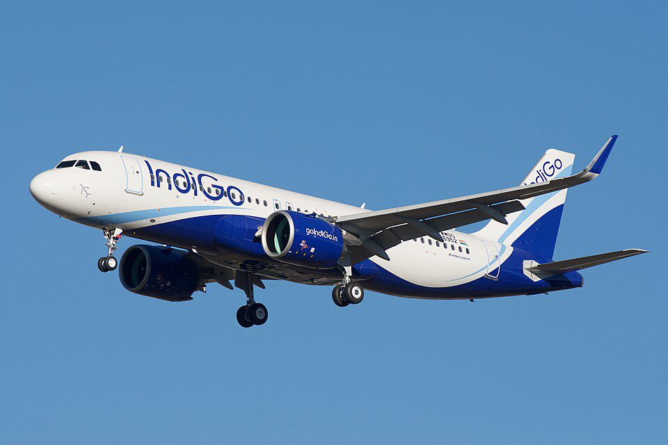 An Airbus A320neo of IndiGo, the largest operator as of June 2025.